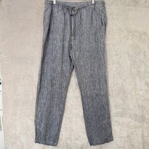 Men's 100% Linen Drawstring Pants XL Gray Relaxed Coastal Beach Old Money Casual